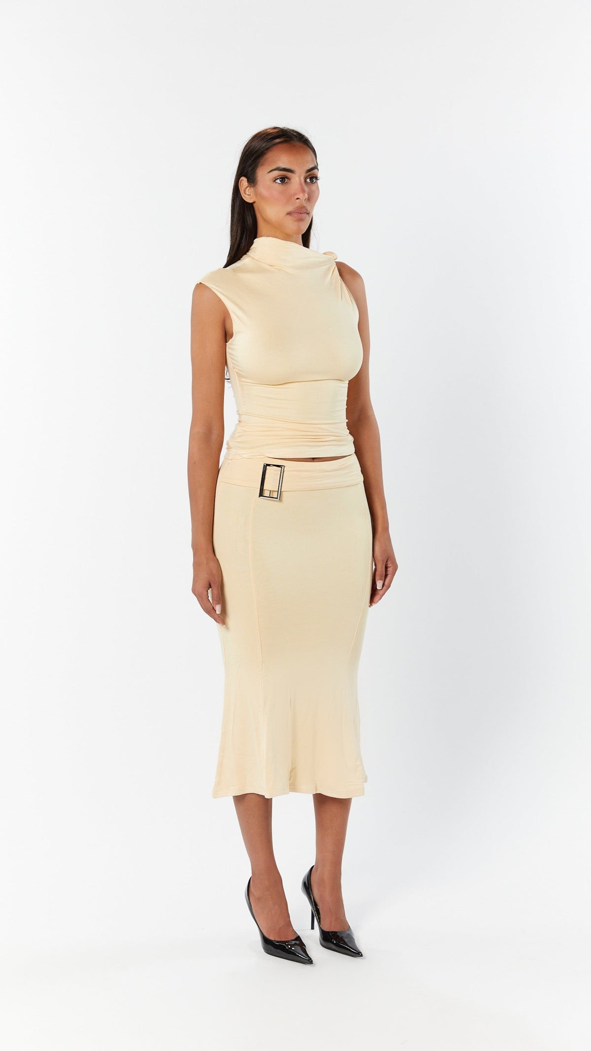 Buckle Midi Skirt
