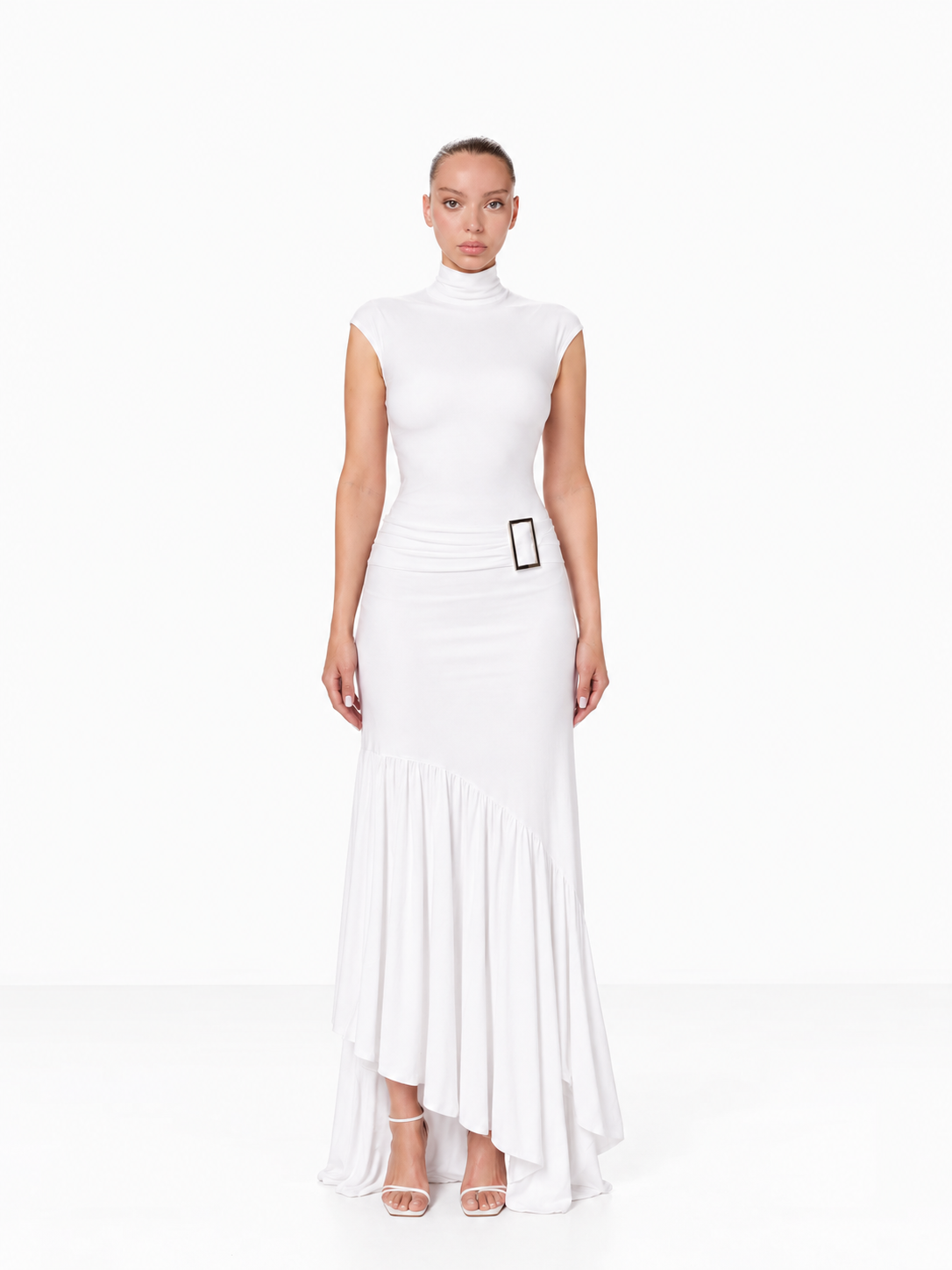 White Buckle Maxi Dress