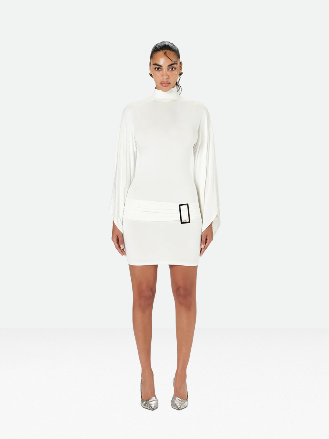 White Buckle Short Dress