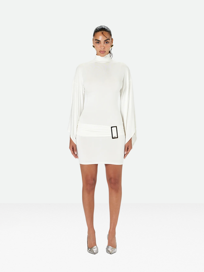 White Buckle Short Dress