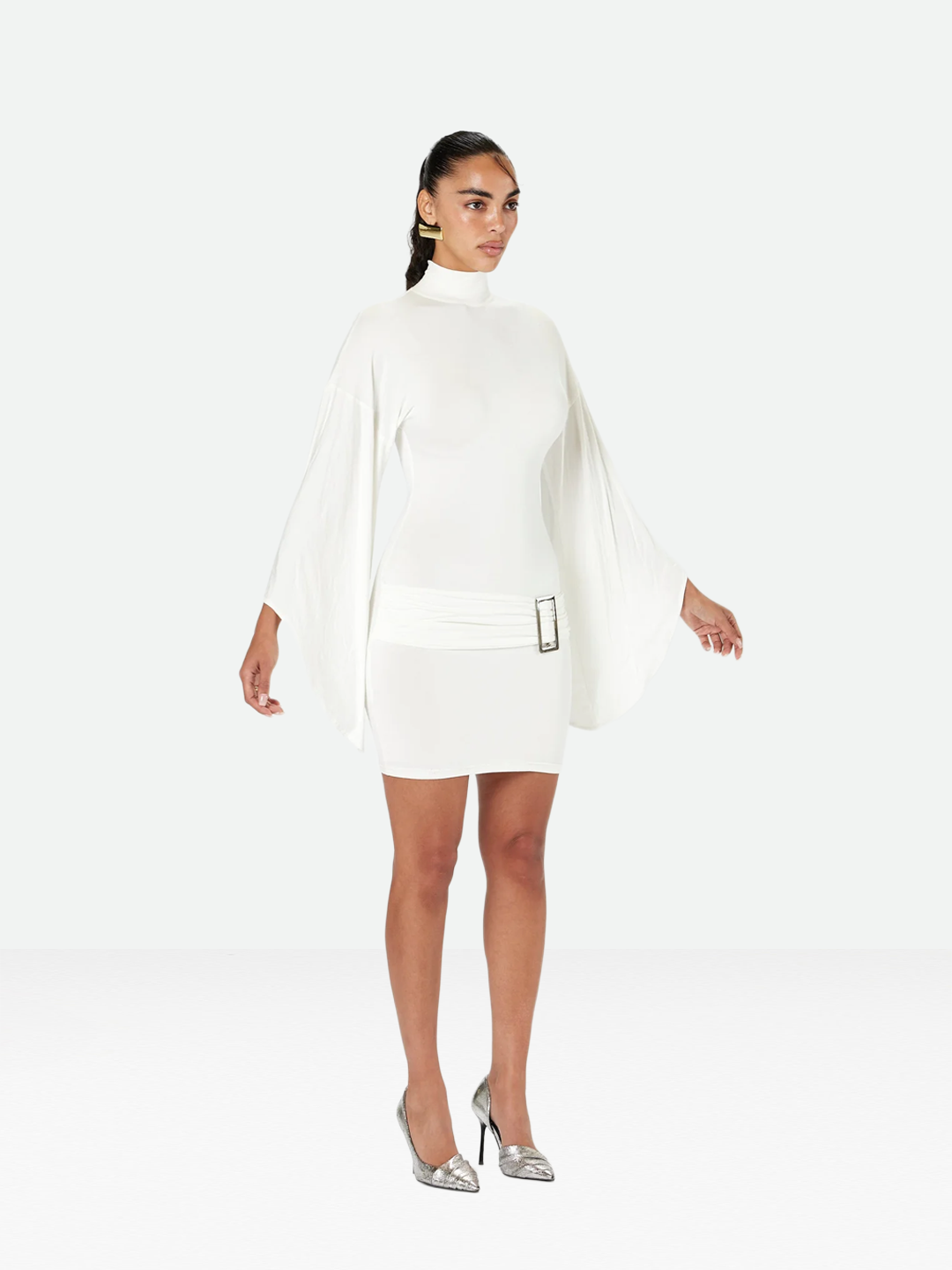 White Buckle Short Dress