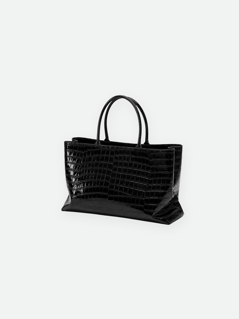 Black Croc Medium Leather Bag