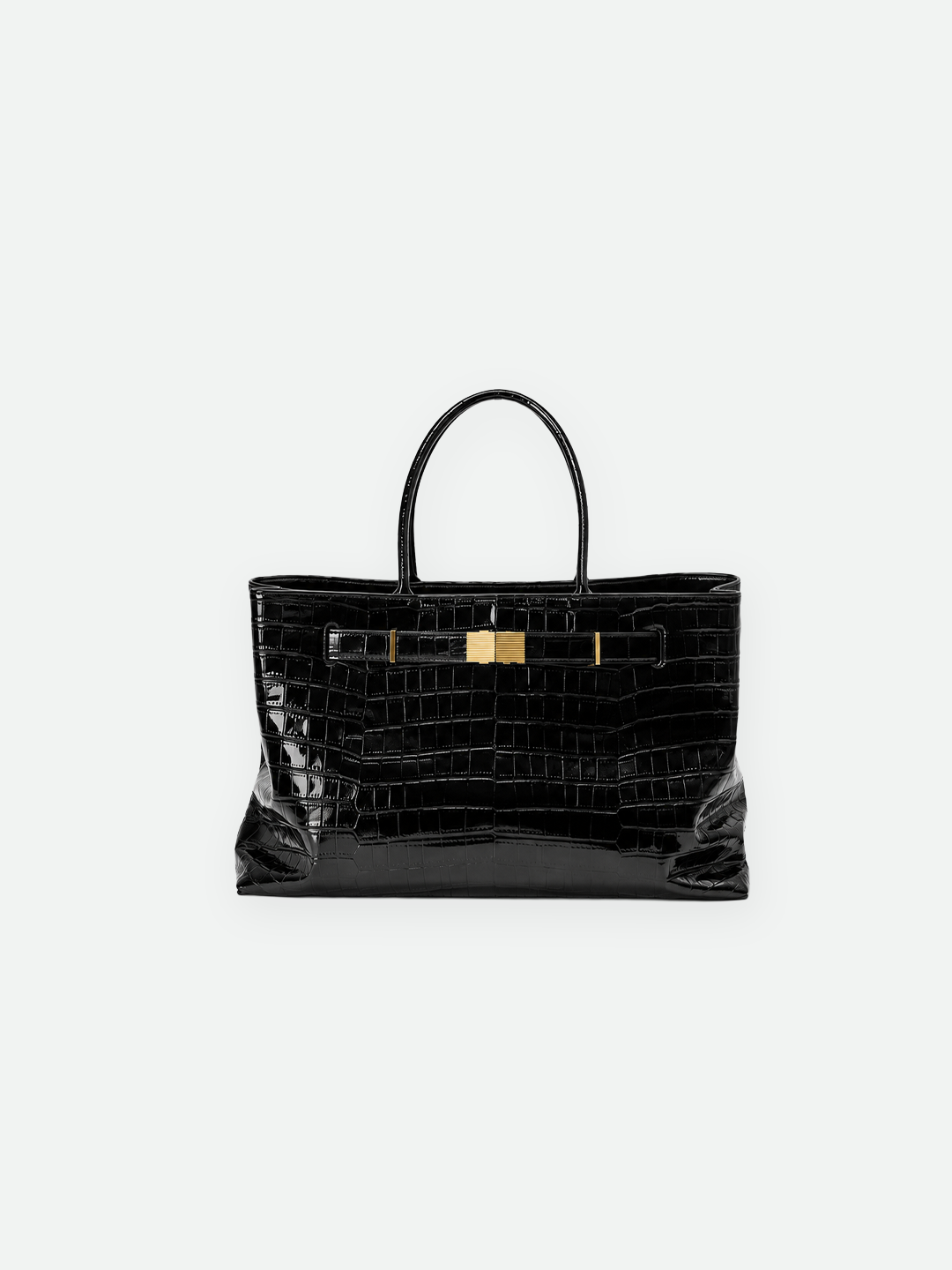 Black Croc Medium Leather Bag
