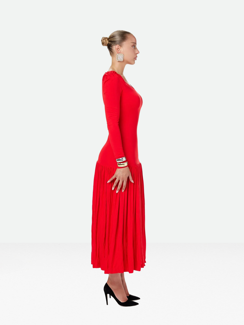 Long Sleeve Red Dress