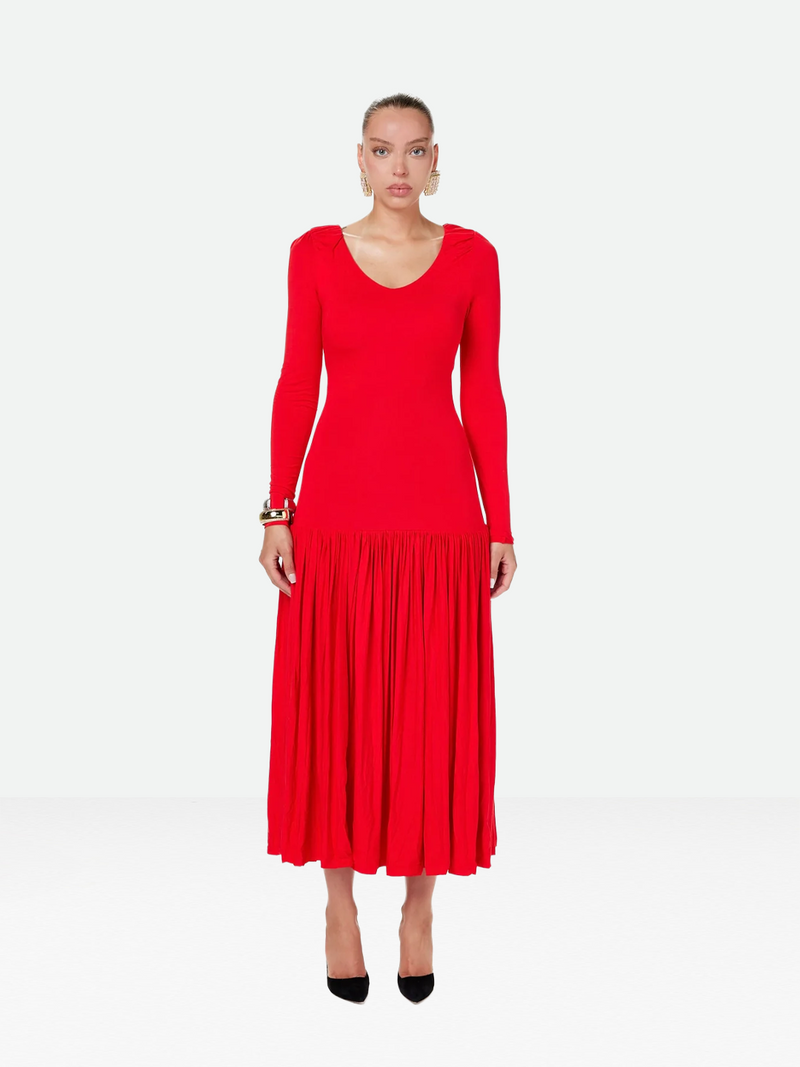 Long Sleeve Red Dress