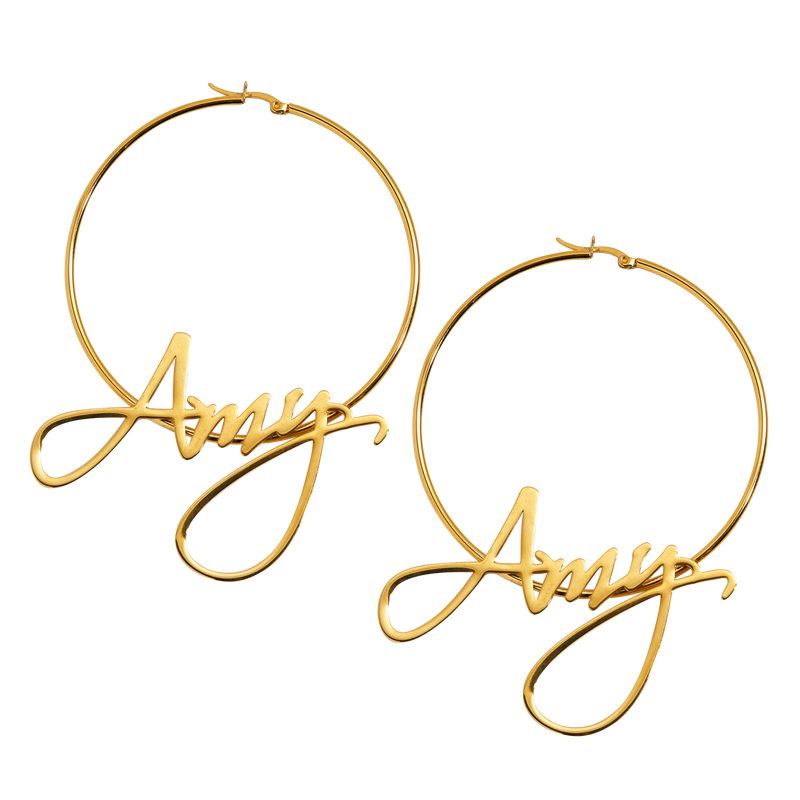 Custom Cursive Hoops