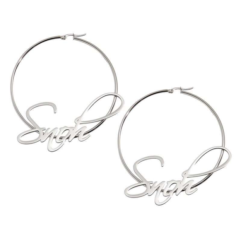 Custom Cursive Hoops