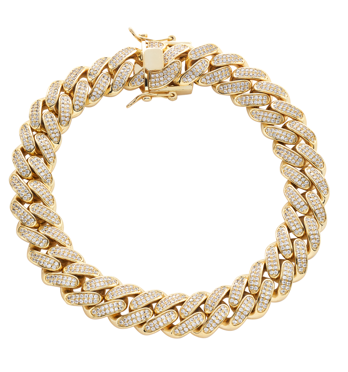 LARGE CRYSTAL CUBAN LINK CHOKER | GOLD