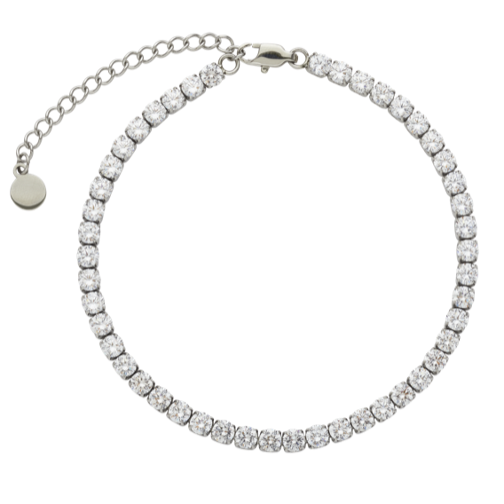 SILVER CRYSTAL TENNIS ANKLET
